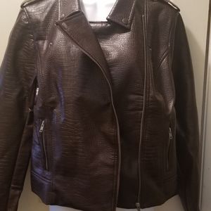 Faux snakeskin leather jacket